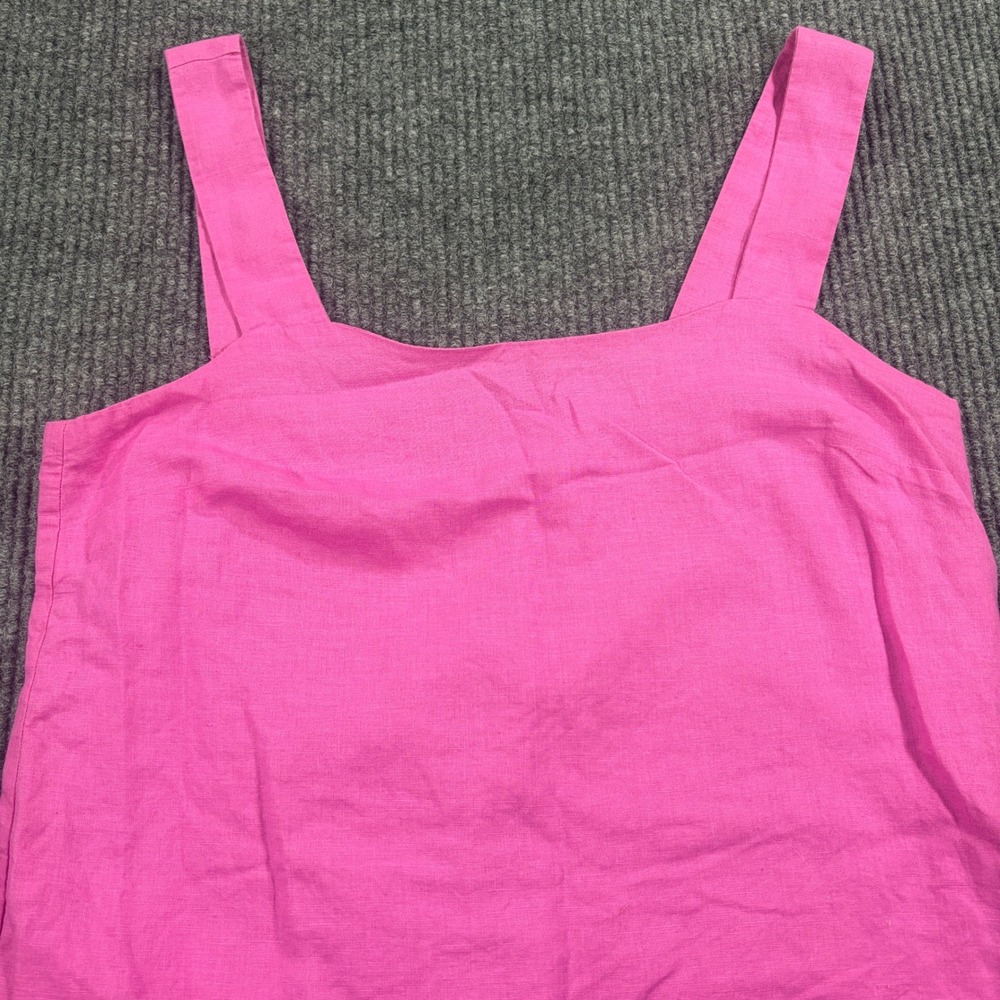J.Crew Tank Top Women Medium Pink Linen Blend Square Neck Side Zip CA205